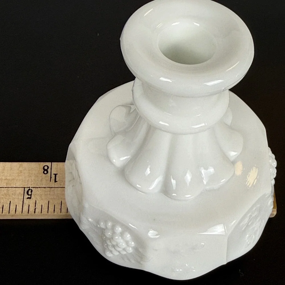 VINTAGE Westmoreland Milk Glass Grape Vine Candlestick Candle Holder White